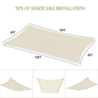 Zenova Sun Shade Sail, Shade Sail Rectangle Easy to Install, Outdoor Sunshade Sail Water and Air Permeable for Patio Yard Deck Pergola, with Fastening Rope