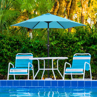 Zenova 7.5ft Patio Umbrella Outdoor Portable Table Market Umbrella with Push Button Tilt/Crank Waterproof UV-proof, Wine Red/Coffee/Dark Green/Khaki/Lake Blue/Navy Blue