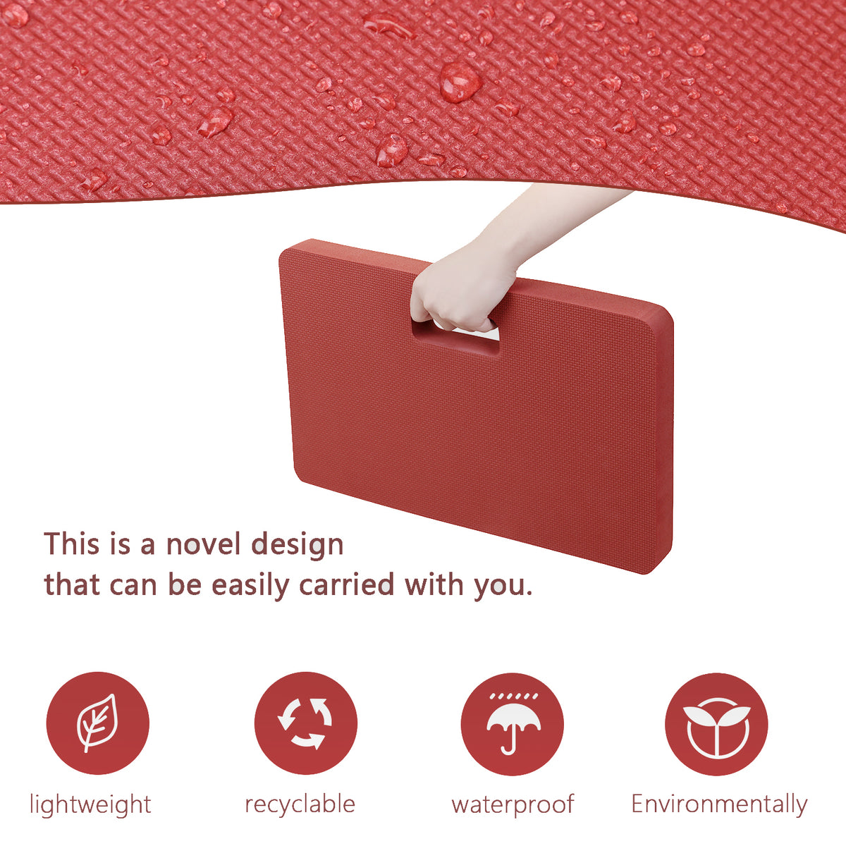 Zenova Thick Kneeling Pad, Garden & Bathtub Kneeler for Baby Bath Knee Pad Cushion for Gardening, Yard Work, Yoga-Red