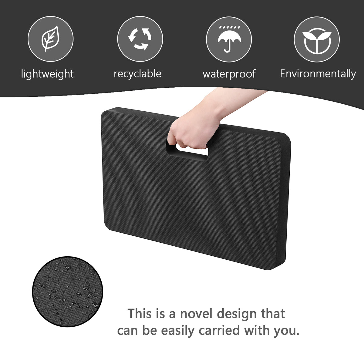 Zenova Thick Kneeling Pad, Garden & Bathtub Kneeler for Baby Bath Knee Pad Cushion for Gardening, Yard Work, Yoga-Black