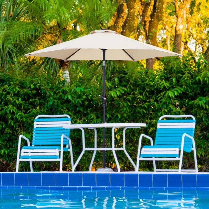 Zenova 7.5ft Patio Umbrella Outdoor Portable Table Market Umbrella with Push Button Tilt/Crank Waterproof UV-proof, Wine Red/Coffee/Dark Green/Khaki/Lake Blue/Navy Blue