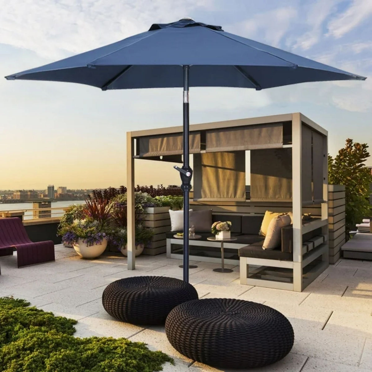 Zenova 9ft Patio Umbrella Outdoor Portable Table Market Umbrella with Push Button Tilt/Crank Waterproof UV-proof