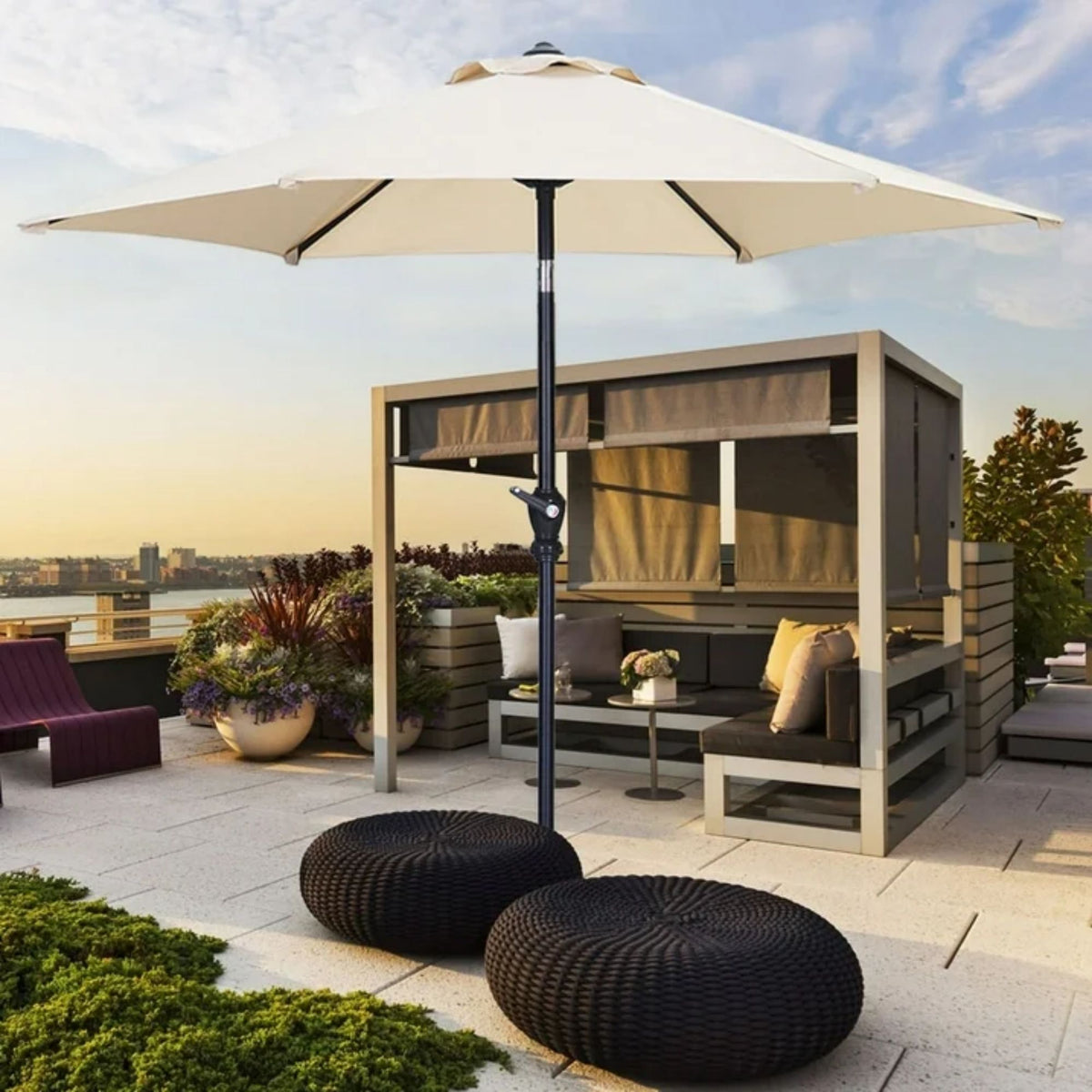 Zenova 9ft Patio Umbrella Outdoor Portable Table Market Umbrella with Push Button Tilt/Crank Waterproof UV-proof
