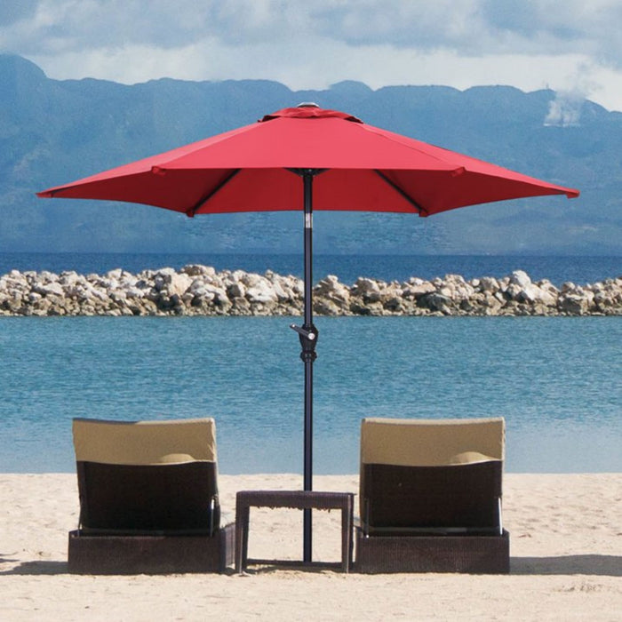 Zenova 7.5ft Patio Umbrella Outdoor Portable Table Market Umbrella with Push Button Tilt/Crank Waterproof UV-proof, Wine Red/Coffee/Dark Green/Khaki/Lake Blue/Navy Blue