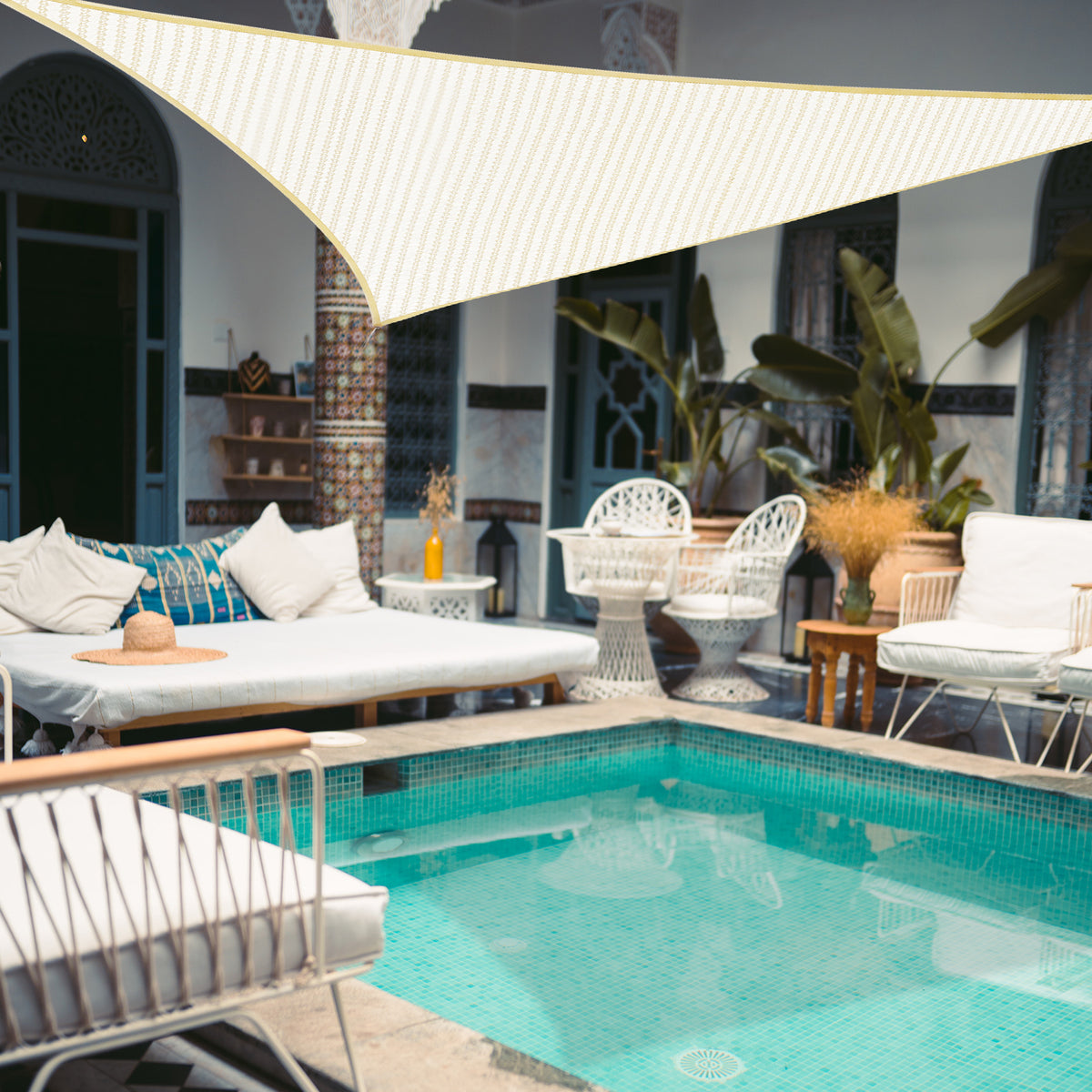 Zenova Sun Shade Sail, Rectangle Easy to Install, Outdoor Sunshade Sail Water and Air Permeable for Patio Yard Deck Pergola, with Fastening Rope
