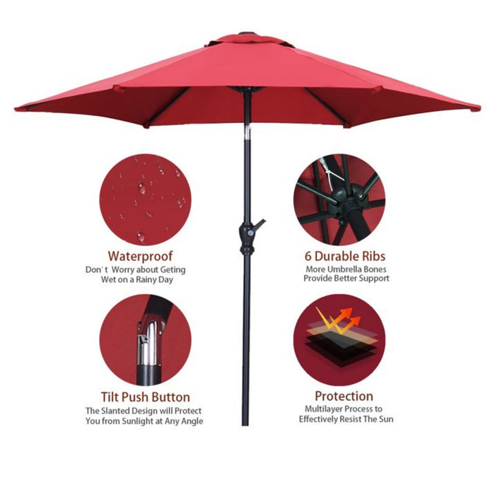 Zenova 7.5ft Patio Umbrella Outdoor Portable Table Market Umbrella with Push Button Tilt/Crank Waterproof UV-proof, Wine Red/Coffee/Dark Green/Khaki/Lake Blue/Navy Blue