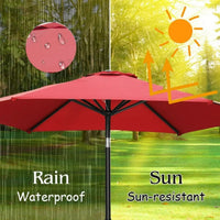 Zenova 9ft Patio Umbrella Outdoor Portable Table Market Umbrella with Push Button Tilt/Crank Waterproof UV-proof