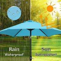 Zenova 9ft Patio Umbrella Outdoor Portable Table Market Umbrella with Push Button Tilt/Crank Waterproof UV-proof