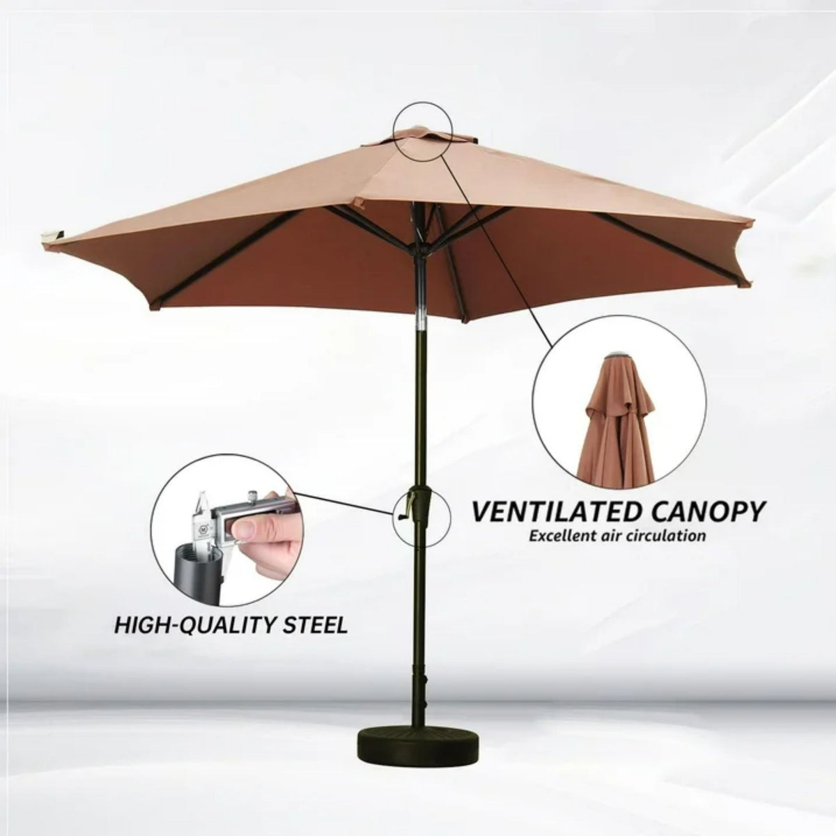 Zenova 9ft Patio Umbrella Outdoor Portable Table Market Umbrella with Push Button Tilt/Crank Waterproof UV-proof