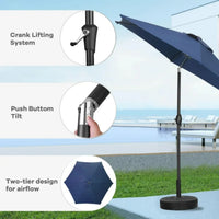Zenova 9ft Patio Umbrella Outdoor Portable Table Market Umbrella with Push Button Tilt/Crank Waterproof UV-proof