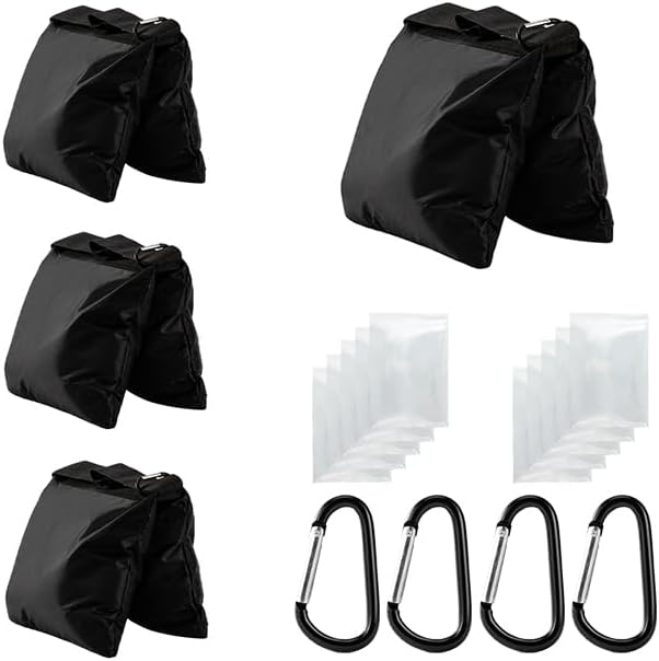 Zenova 4 Pack Sandbag Weight Bags for Tripod Stand, Backdrop Stand, Canopy Tent, Outdoor Patio, Fishing Chair, Picnic Table - Black