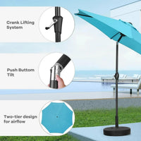 Zenova 9ft Patio Umbrella Outdoor Portable Table Market Umbrella with Push Button Tilt/Crank Waterproof UV-proof