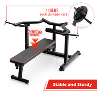 ZENOVA Bench Press Set, Chest Press Machine with Independent Converging Arms, Adjustable Flat Incline Bench Press with Dumbbell Rack for Chest, Arm and AB Workouts Home Gym Equipment