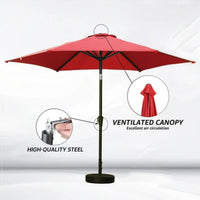 Zenova 9ft Patio Umbrella Outdoor Portable Table Market Umbrella with Push Button Tilt/Crank Waterproof UV-proof
