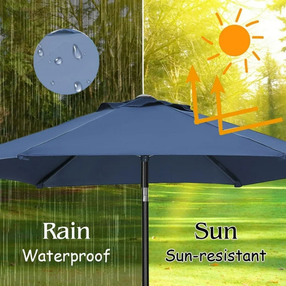 Zenova 9ft Patio Umbrella Outdoor Portable Table Market Umbrella with Push Button Tilt/Crank Waterproof UV-proof