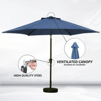 Zenova 9ft Patio Umbrella Outdoor Portable Table Market Umbrella with Push Button Tilt/Crank Waterproof UV-proof
