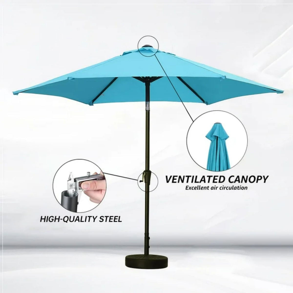 Zenova 9ft Patio Umbrella Outdoor Portable Table Market Umbrella with Push Button Tilt/Crank Waterproof UV-proof