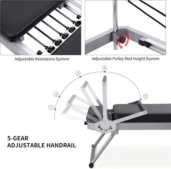 ZENOVA Pilates Reformer for Home Workout Cardio Fitness Rebounder