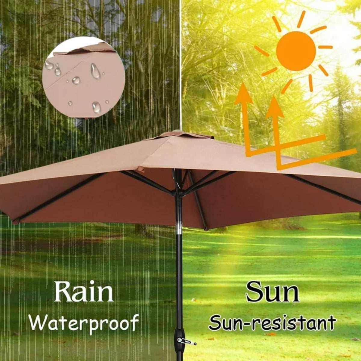 Zenova 9ft Patio Umbrella Outdoor Portable Table Market Umbrella with Push Button Tilt/Crank Waterproof UV-proof