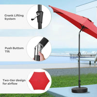 Zenova 9ft Patio Umbrella Outdoor Portable Table Market Umbrella with Push Button Tilt/Crank Waterproof UV-proof