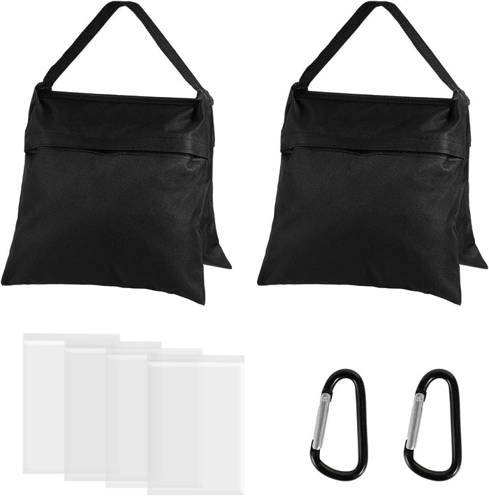 Zenova Photography Sandbag Saddlebag for Photo Video Studio Stand,Backdrop Stand, Outdoor Patio Sports, Transparent PP Bag and Clips Included 2 Packs
