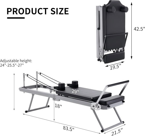 ZENOVA Pilates Reformer for Home Workout Cardio Fitness Rebounder