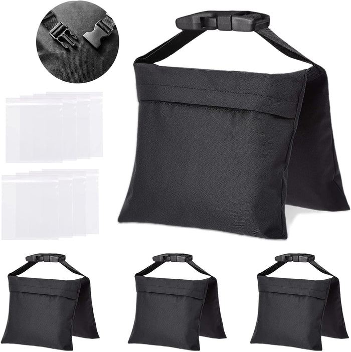 Zenova 4 Packs Sandbags, Heavy Duty Sand Bags with 8 PE Bags, Sand Bags with Buckle Straps for Support Light Stand, C Stand, Light Stand with Caster, More 2/4/6/8/10/12/14 Packs Sandbag to Choose.