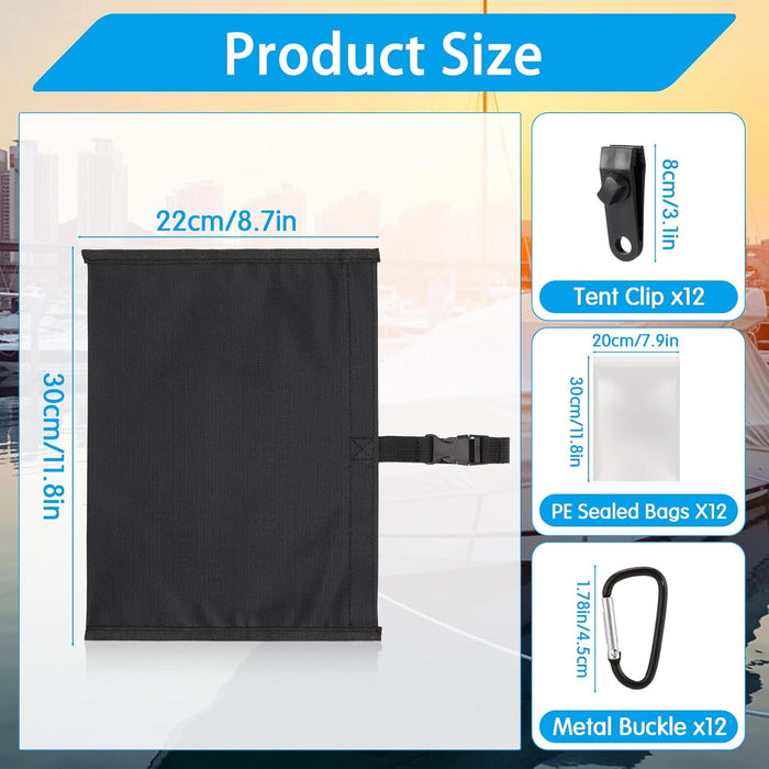Zenova Sand Bag for Boat Covers Sandbag Mooring Kit Tear-Resistant Weight Sandbag Windproof Weighted Sand Bag Tarp Weight with Carabiner and Tarp Clip Accessories