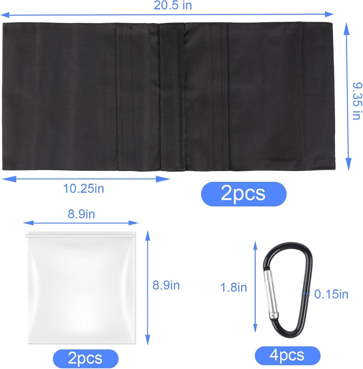 Zenova 2 Pack Sand Bags, Black Sand Bags for Weight, Heavy Duty Sandbags for Umbrella Base, Photography Video Equipment, Light Tripod, Fishing Chair, Sports, Backdrop Stand, Camping, Tent