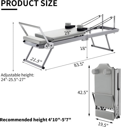 ZENOVA Pilates Reformer for Home Workout Cardio Fitness Rebounder