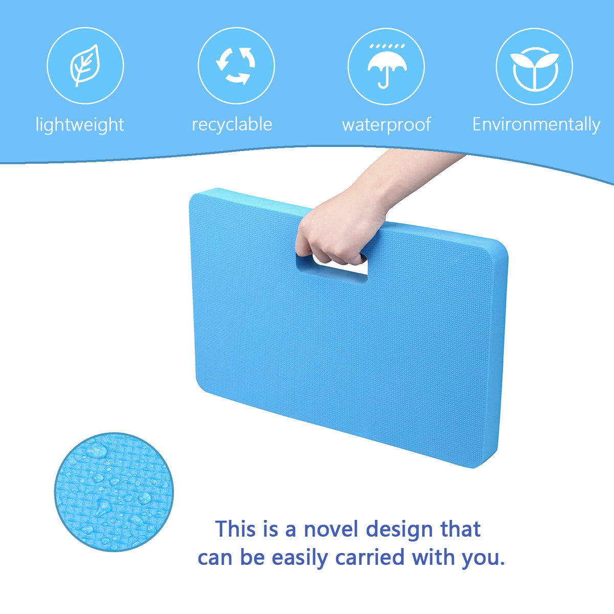 Zenova Thick Kneeling Pad, Garden & Bathtub Kneeler for Baby Bath Knee Pad Cushion for Gardening, Yard Work, Yoga-Sky Blue