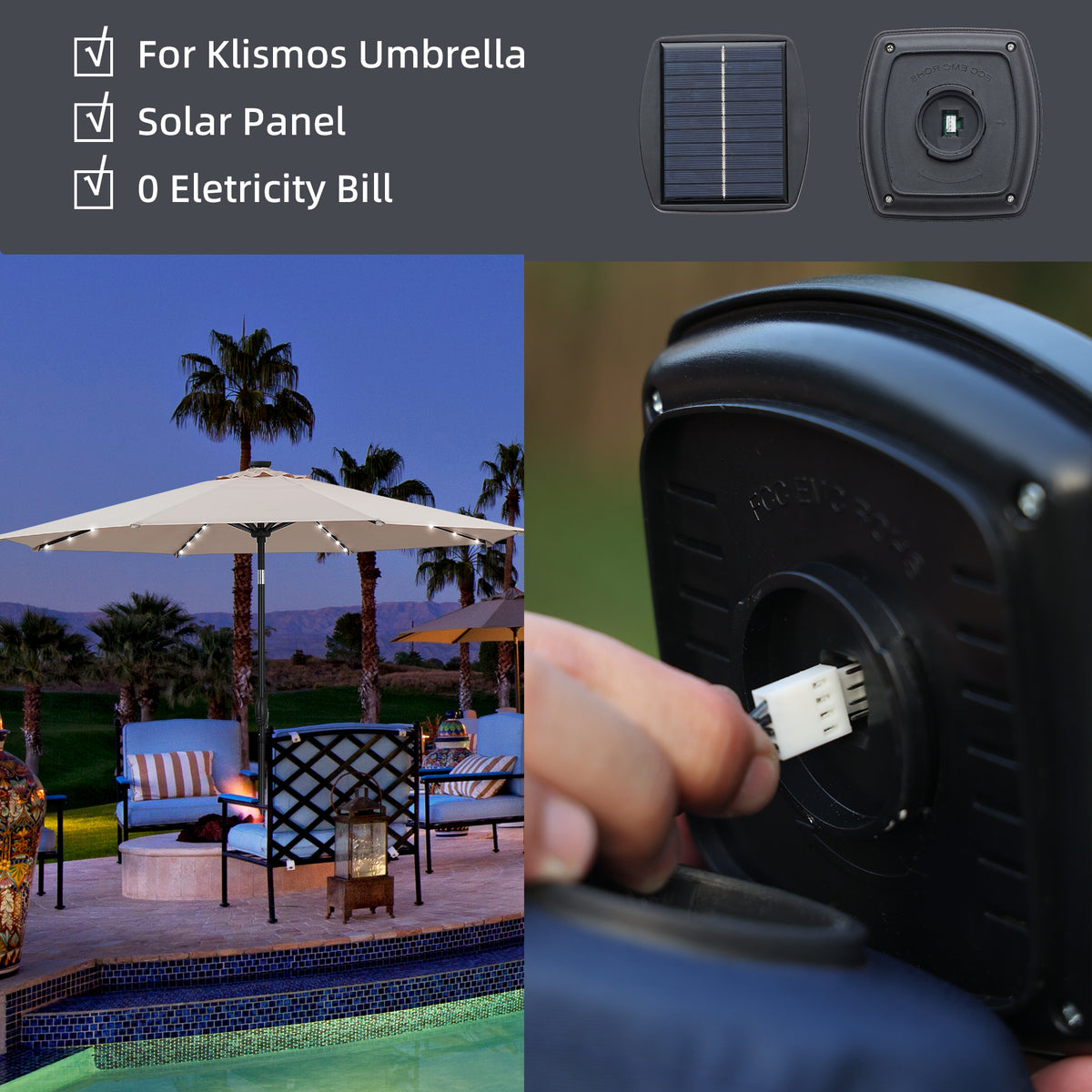 Zenova Small Solar Panels, Solar Panel For Patio Umbrella, Square Small Solar Panel with High Conversion Rate for Home Outdoor Use