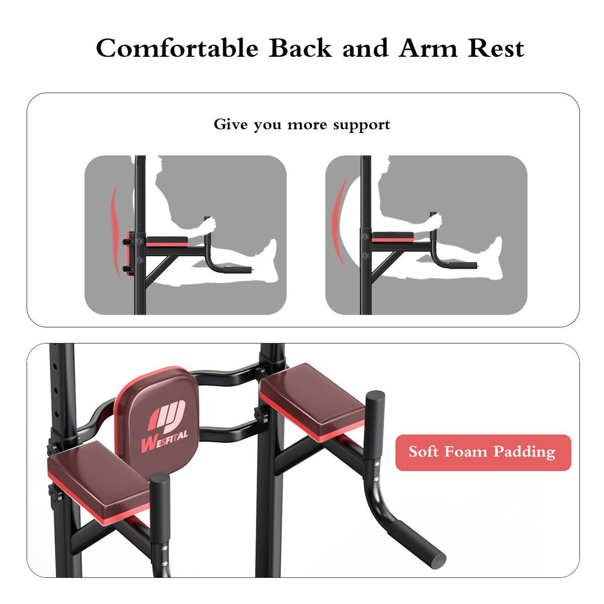 ZENOVA Multi-Function Power Tower Pull Up Bar Dip Bar Gym Equipment for Home